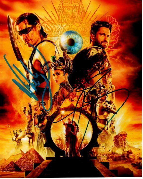 NIKOLAJ COSTER-WALDAU & GERARD BUTLER autographed signed GODS OF EGYPT Photo Poster painting