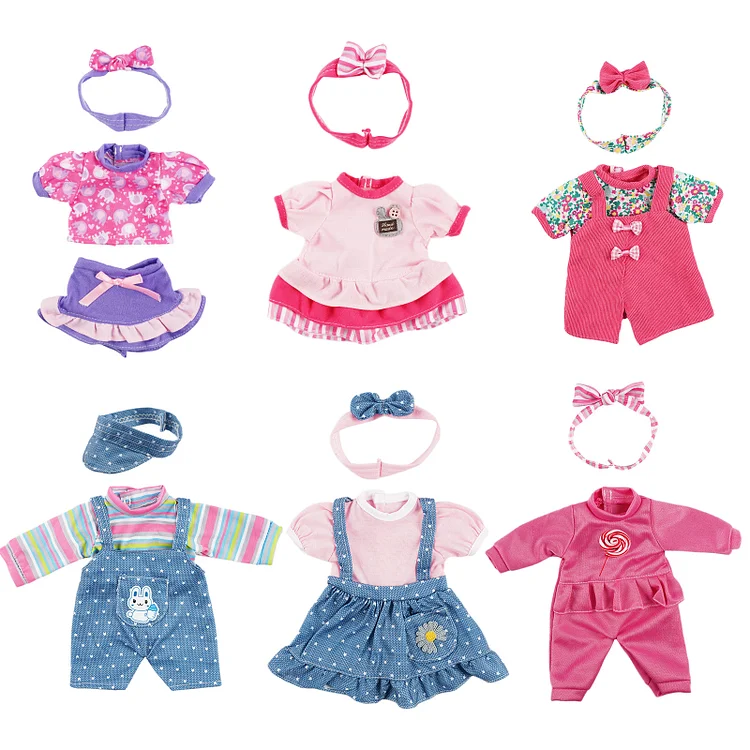 Babeside Leisure Animals Suits 6-Pieces Set Accessories for 12"-16" Reborn Baby Girl