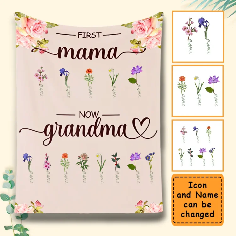 Custom Personalized Blanket-First Mom Now Grandma