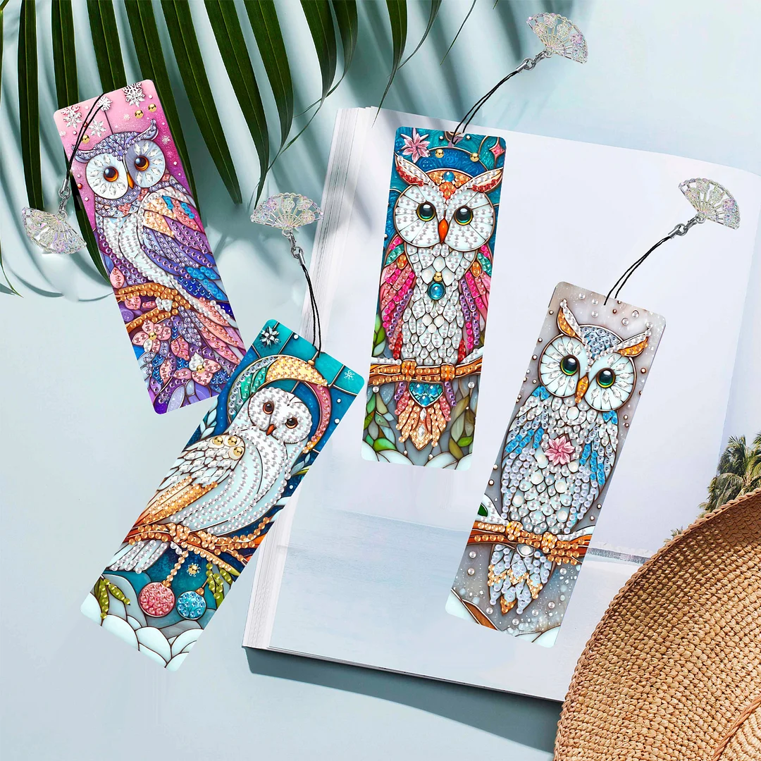 12Pcs Owl DIY Diamond Painting Bookmarks for Book Lovers Mosaic Art Supplies