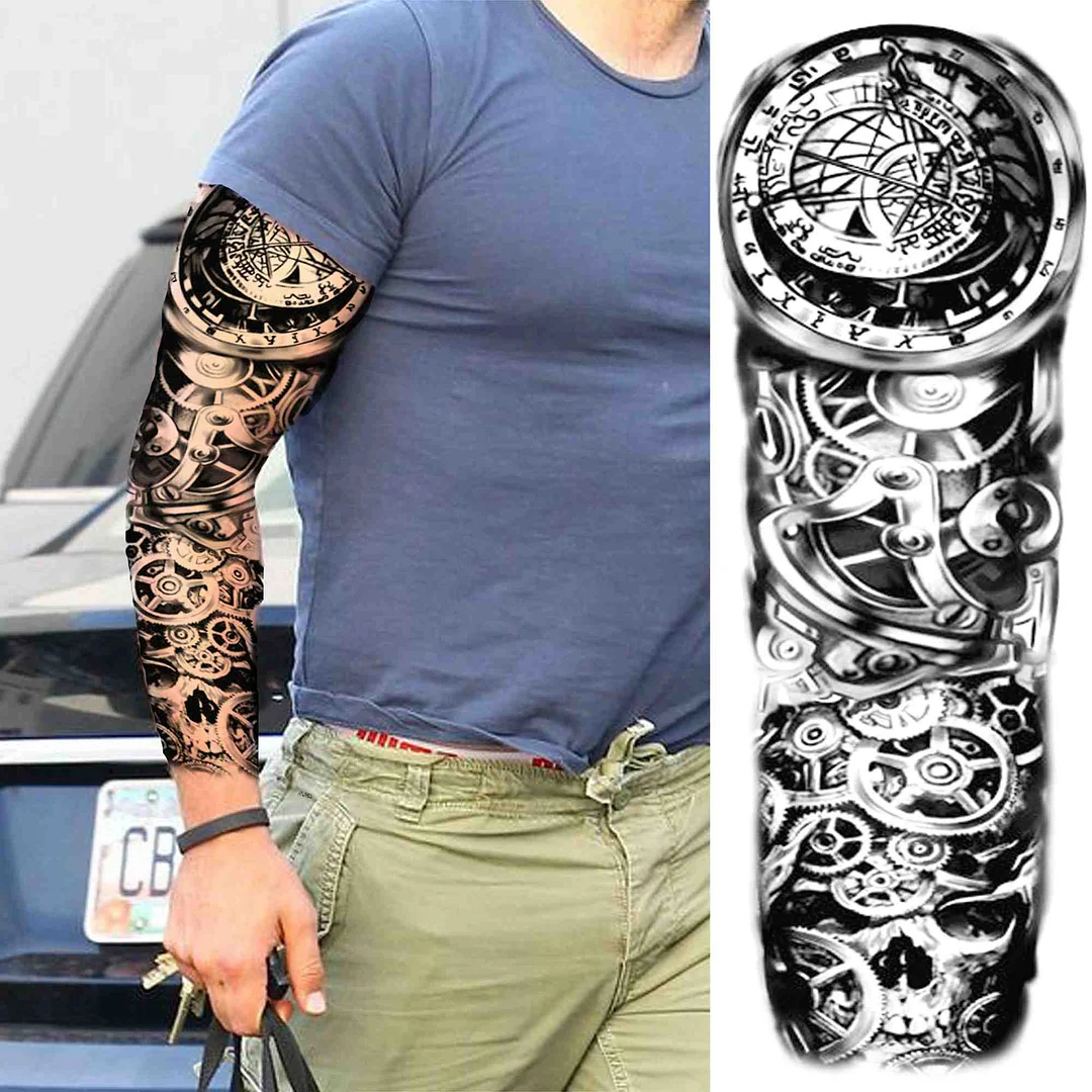 Sexy Wolf Full Flower Arm Temporary Tattoo Stickers For Men Body Art Sleeve Tattoo Decals Girl Women Waterproof Tatoo Fox Legs