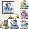 Petit chaton avec bouquet-partiel spécial diamant peinture-30*30cm