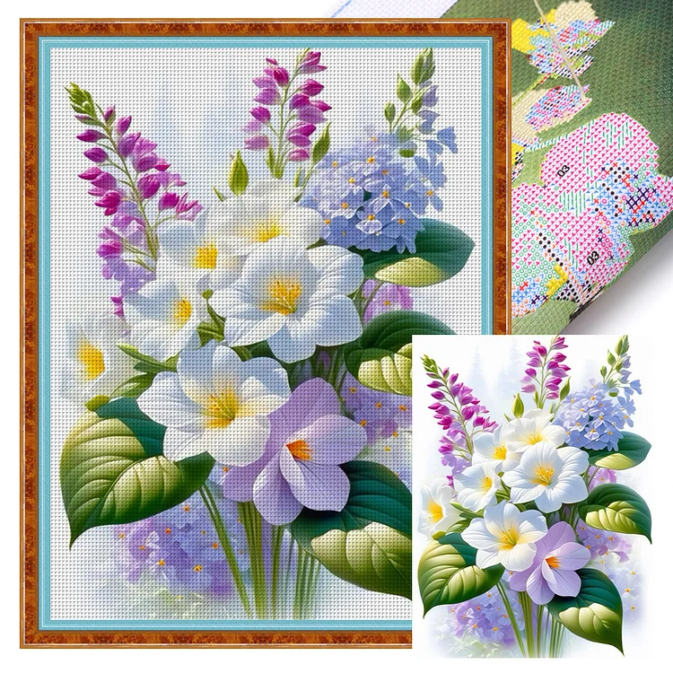 Flowers (30*40cm) 11CT Stamped Cross Stitch gbfke