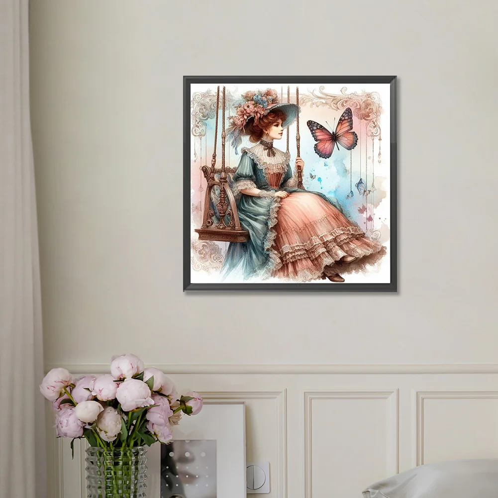 Diamond Painting - Full Round Drill - Swing Lady(Canvas|30*30cm)