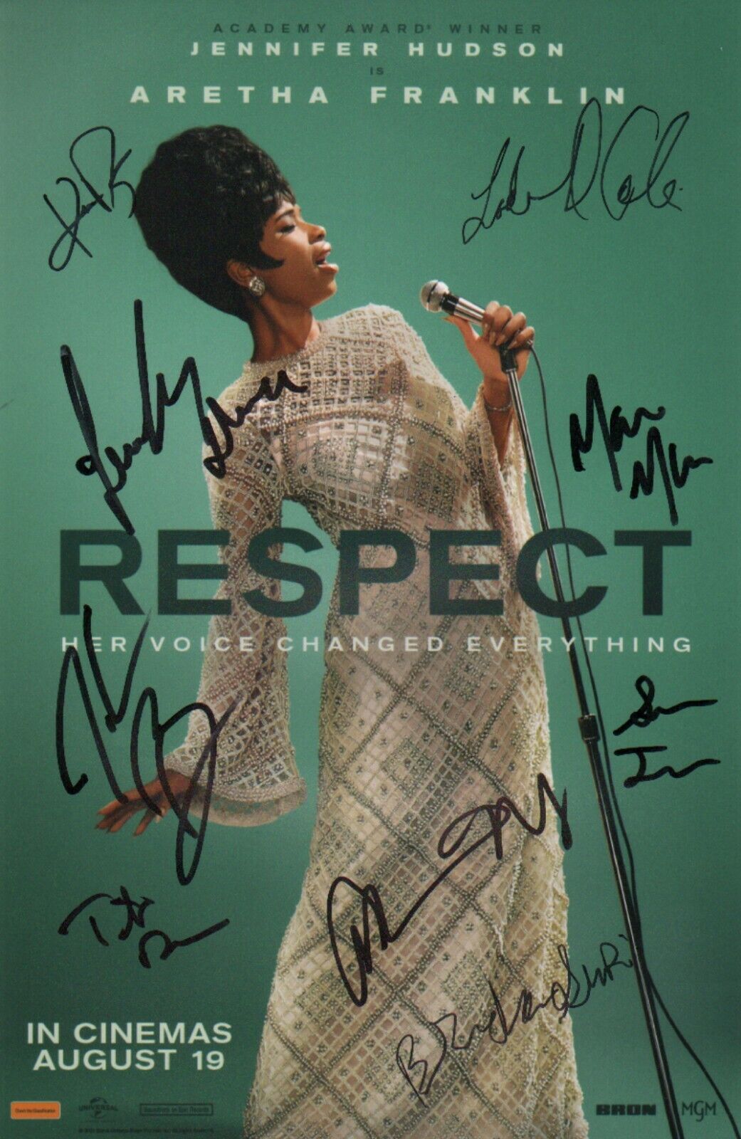 RESPECT Cast(x9) Authentic Hand-Signed JENNIFER HUDSON