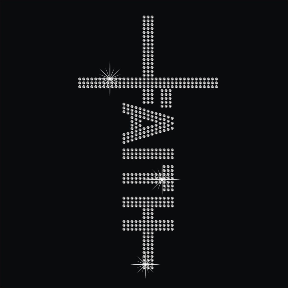 Crystal hotfix rhinestone cross heat transfers for t shirt