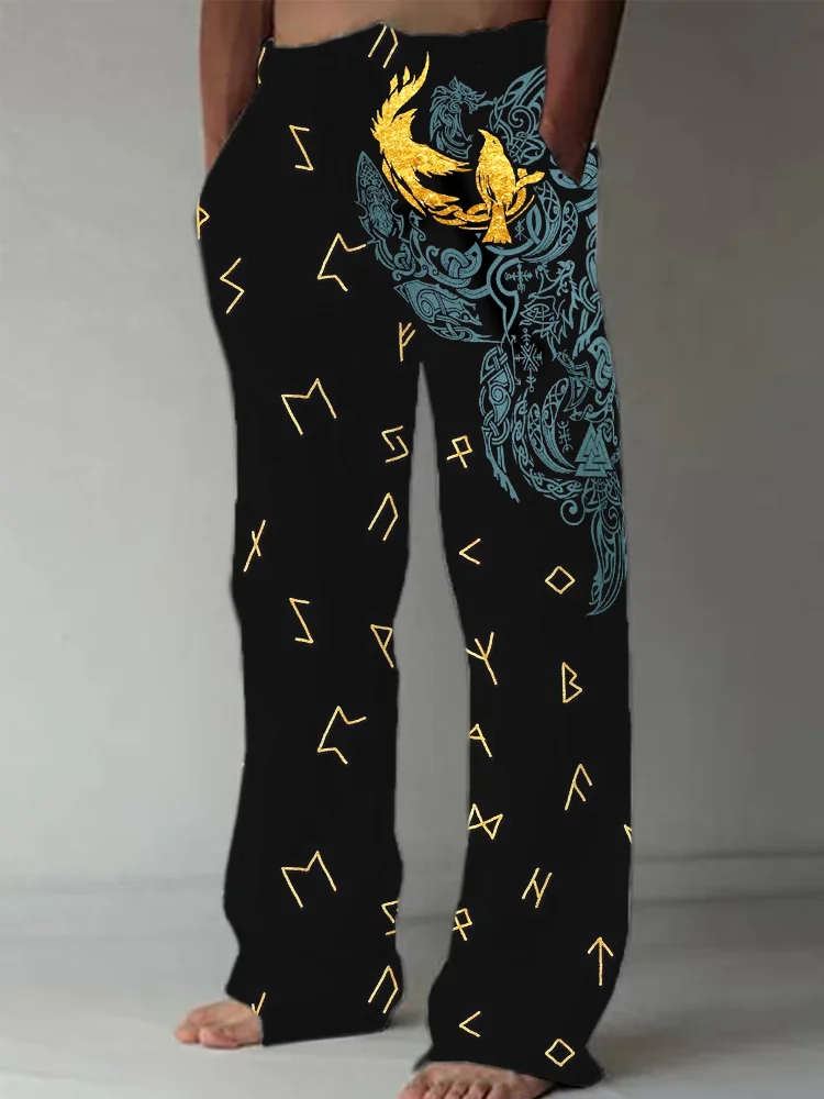 Men's Viking Raven And Yggdrasil Graphic Casual Pants