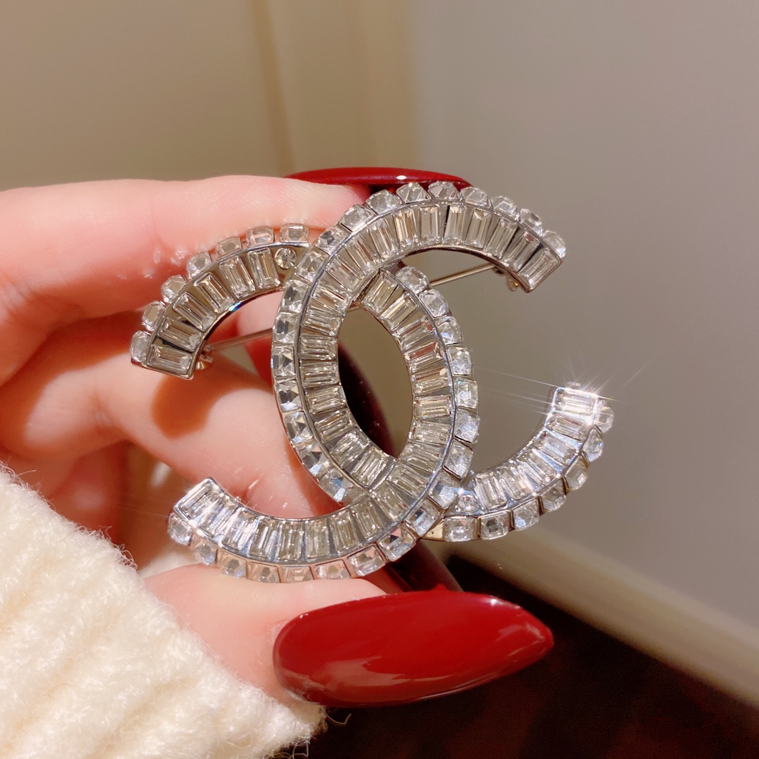 Chanel Rectangular Rhinestone CC Brooch
