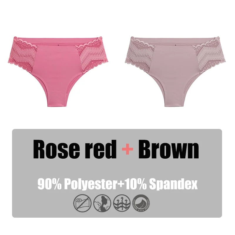 2PCS/Set Women Panties Lace Underwear Briefs Seamless Panties Sexy Lingerie for Female Intimates Underpants Floral Lace Pantys