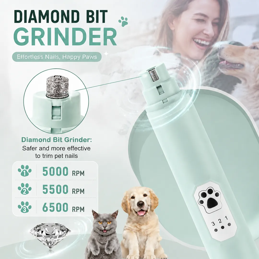 MAXLAPTER Dog Nail Grinder with LED Light, 3-Speed Rechargeable Electric Pet Nail Trimmer, Quiet Low Vibration Nail Grinder for Small Medium Large Dogs and Cats