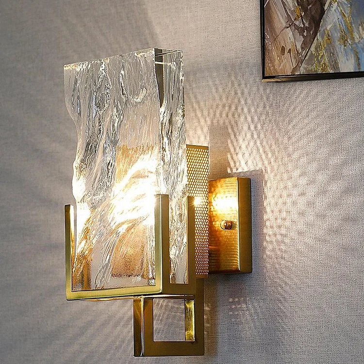 Transparent Ice Tile Wall Sconce For Bedroom Lighting Vjlight