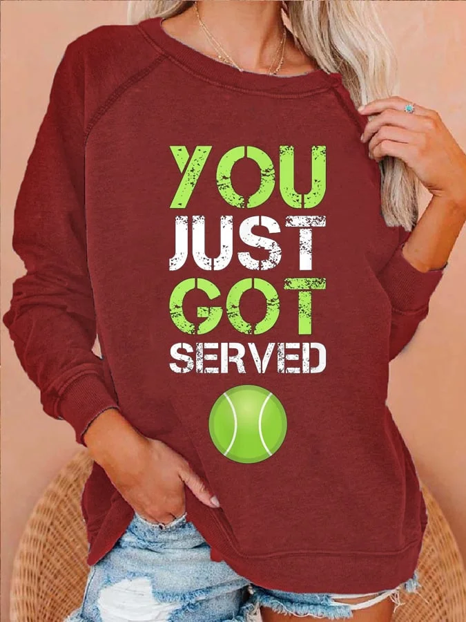 Women's You Just Got Served Tennis Print Sweatshirt