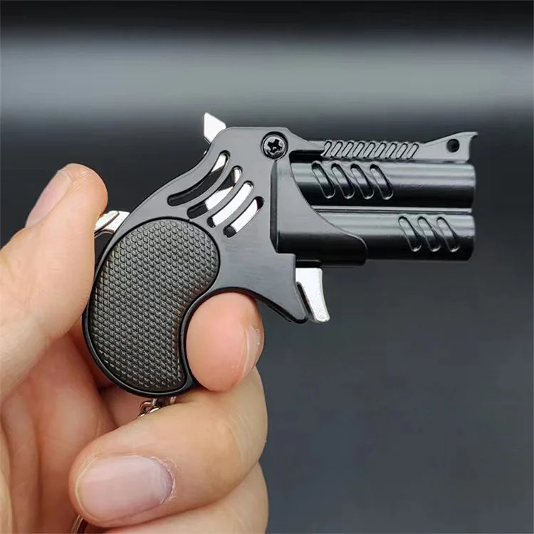 ToyTime Mini Keychain Metal Rubber Band Gun Burst Rubber Band Launcher Children's Simulation Pistol Shooting Toys Gifts