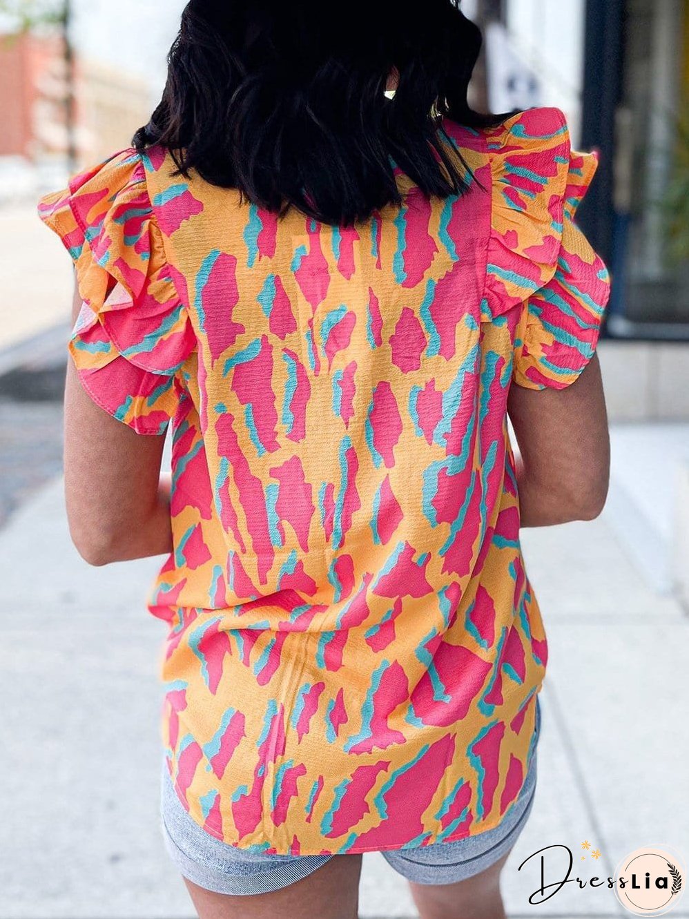 Casual Ruffle Sleeve Blouse