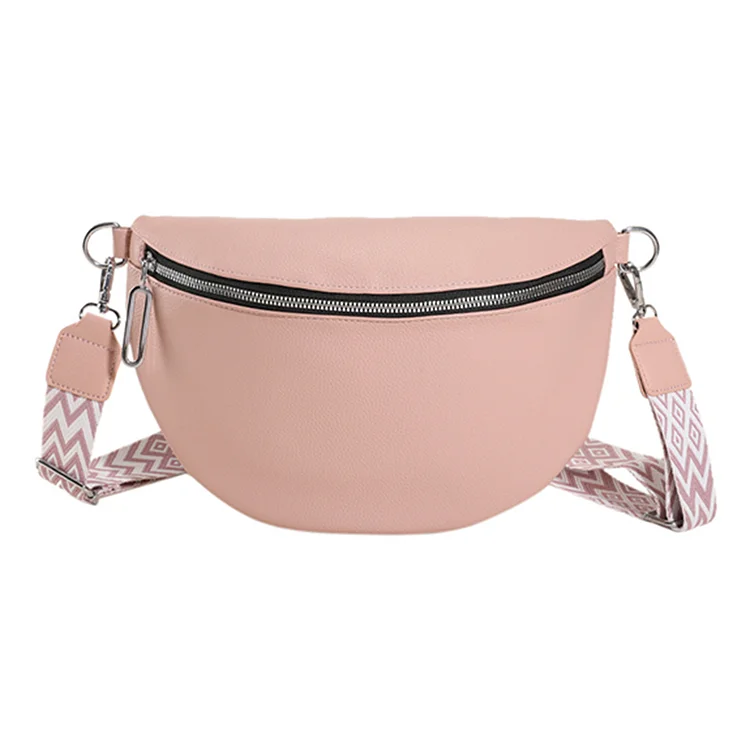 Women Shoulder Bag Zip for Party Festival Sports Bolso Fanny Pack (Pink)