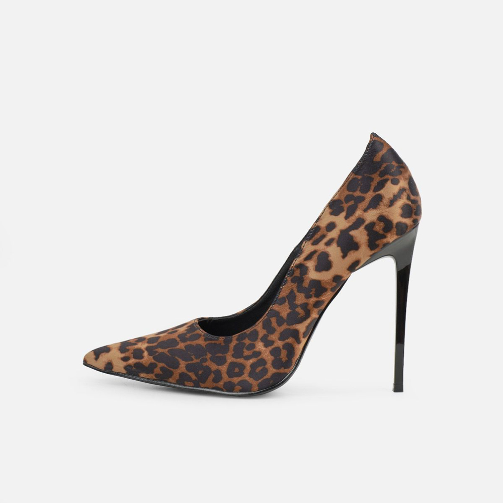 Brown Faux Suede Pointed Toe Leopard Stiletto Heel Pumps Nicepairs
