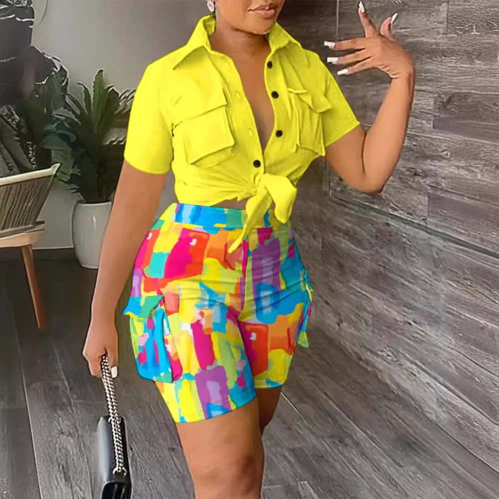 Uveng Uveng New Women's Three-Dimensional Pocket Shorts Set