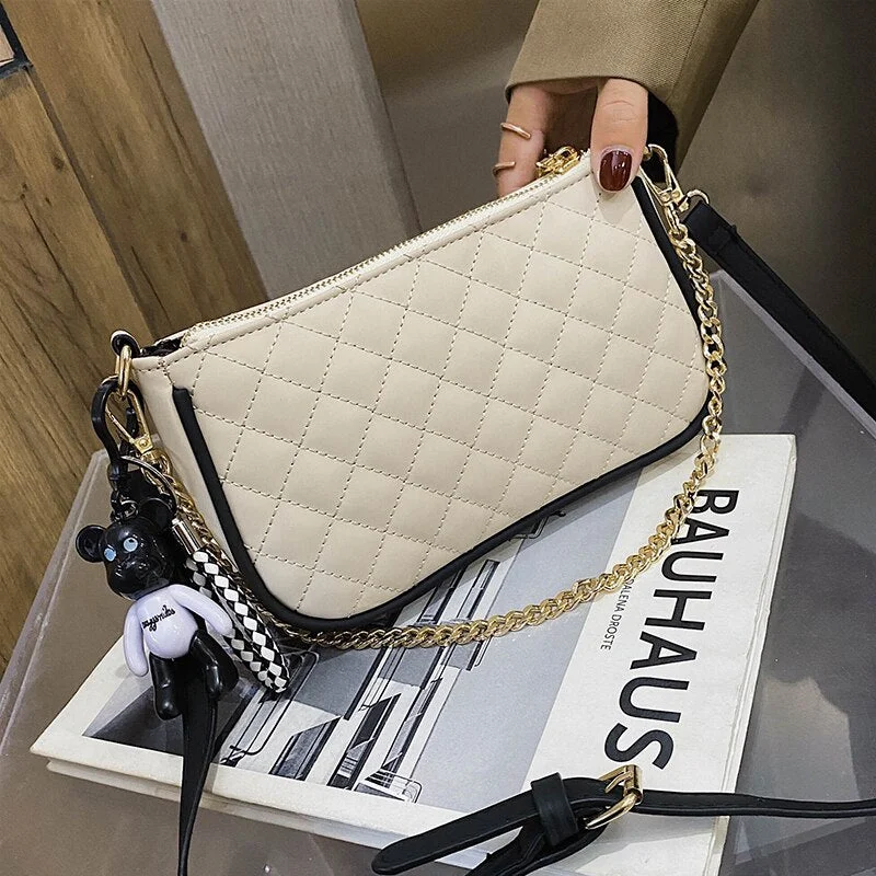 էѧӧܧ PU Leather Underarm Bags for Women 2020 Designer Shoulder Handbags Winter Branded Women's Trending Chain Hand Bag