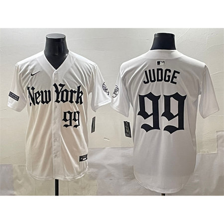 Youth New York Yankees #99 Aaron Judge White "Gothic Legacy Edition" Vapor Premier Limited Stitched Baseball Jersey YBB2