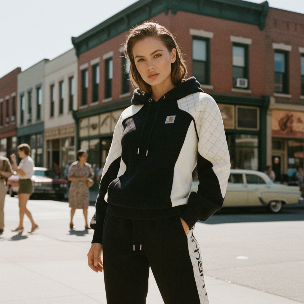 Ladies' Black And White Diamond-pattern Patchwork Suit