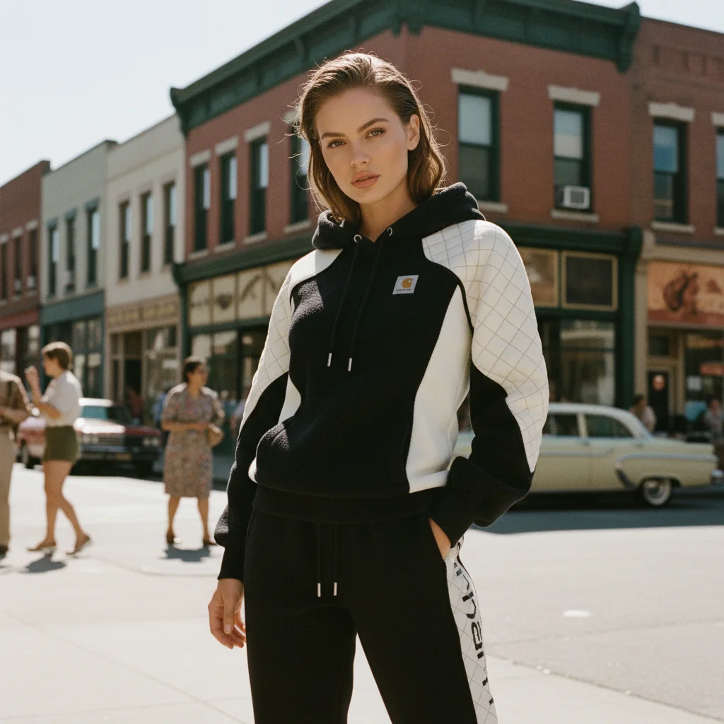 Ladies' Black And White Diamond-pattern Patchwork Suit