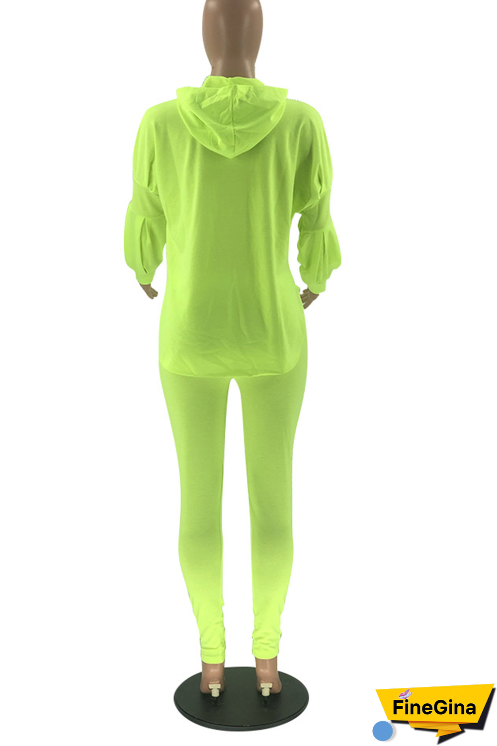 Pink Street Solid Patchwork Hooded Collar Long Sleeve Two Pieces