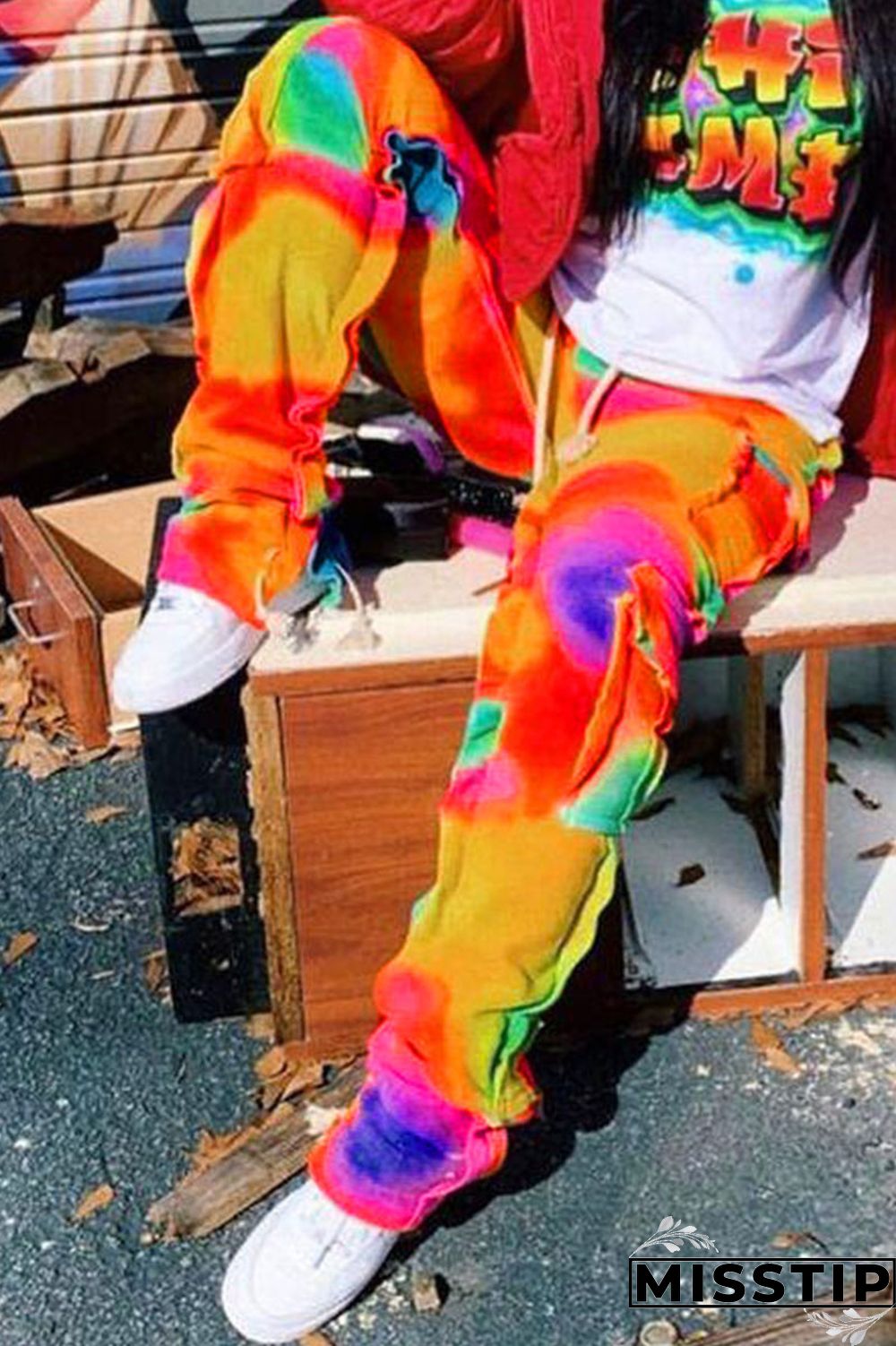 Colour Street Print Pocket Straight Mid Waist Bottoms