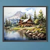 Bewaldeter See - quadratischer Bohrer Diamantmalerei - 50*40cm