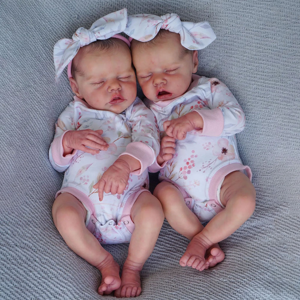 [New Series!]12'' Soft Silicone Body Reborn Eyes Closed Baby Twins ...