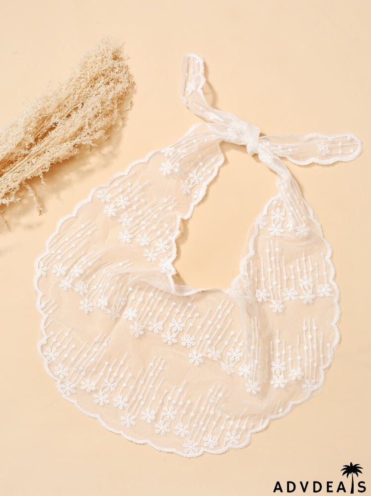 Flower Embroidery Mesh Scarf