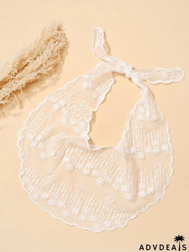 Flower Embroidery Mesh Scarf
