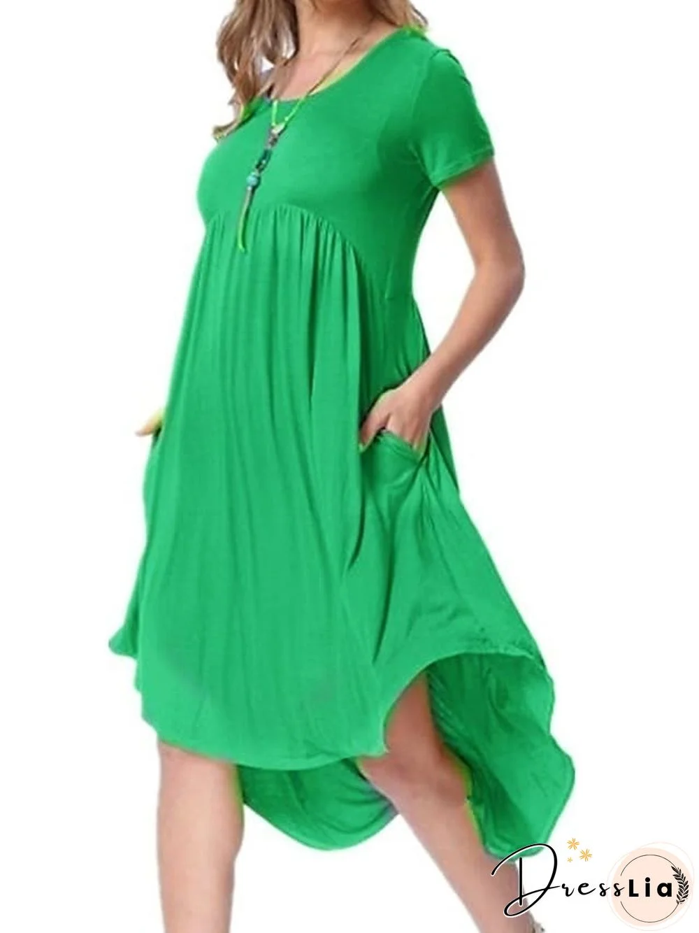 Women's T Shirt Dress Tee Dress Knee Length Dress Short Sleeve Solid Color Summer Casual Cotton  S M L XL XXL XXXL