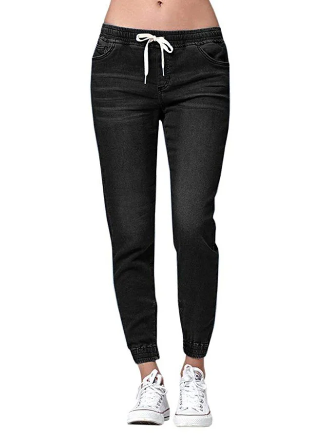 Bottoms Trousers Pockets Plain Casual Women's Boyfriend Pants Jeans