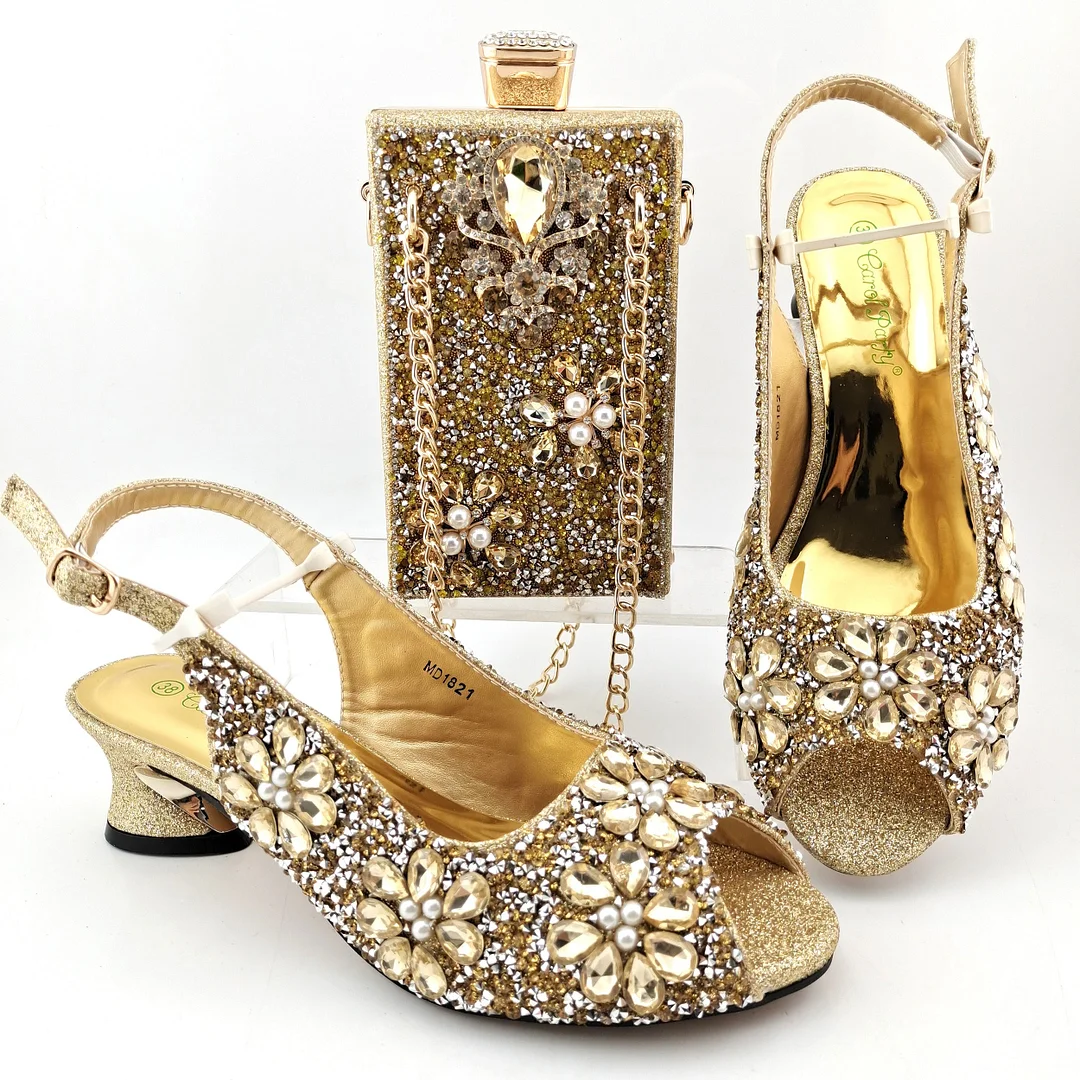 Special Design Summer Shoes and Bag Set in Black Color High Quality Italian Lady Shoes Matching Bag for Garden Party