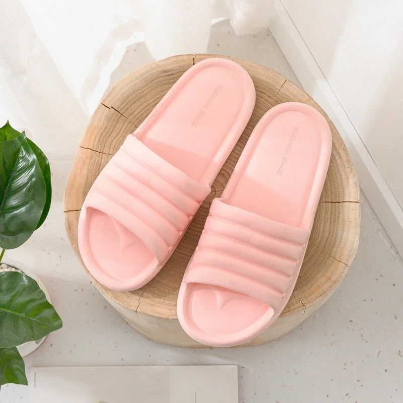 Women's Summer Slippers Unisex EVA Non-slip Bathroom Indoor Slippers Solid Color Flat Floor Slippers Soft Couples Home Shoes