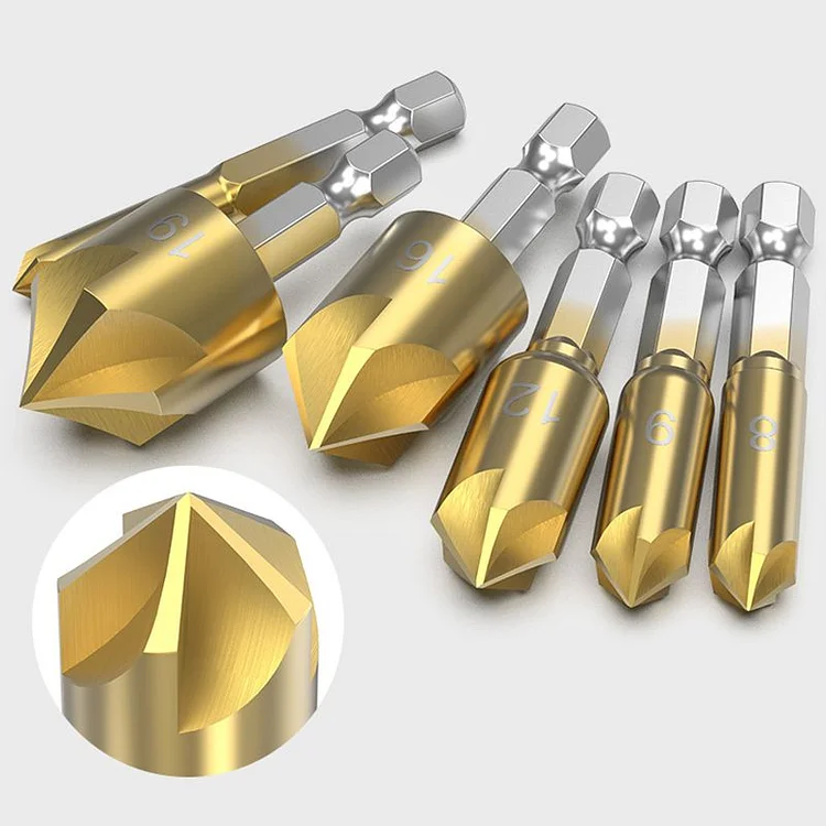 Titanium-coated Five-blade Countersink Drill Bits