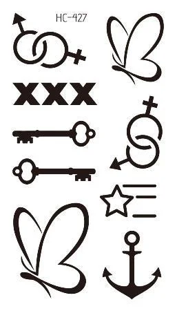 Small Sexy Lips Leaf Black Cartoon Temporary Tattoo Cute Star Tattoo Sticker Love Women Body Finger Art Waterproof Tatoo