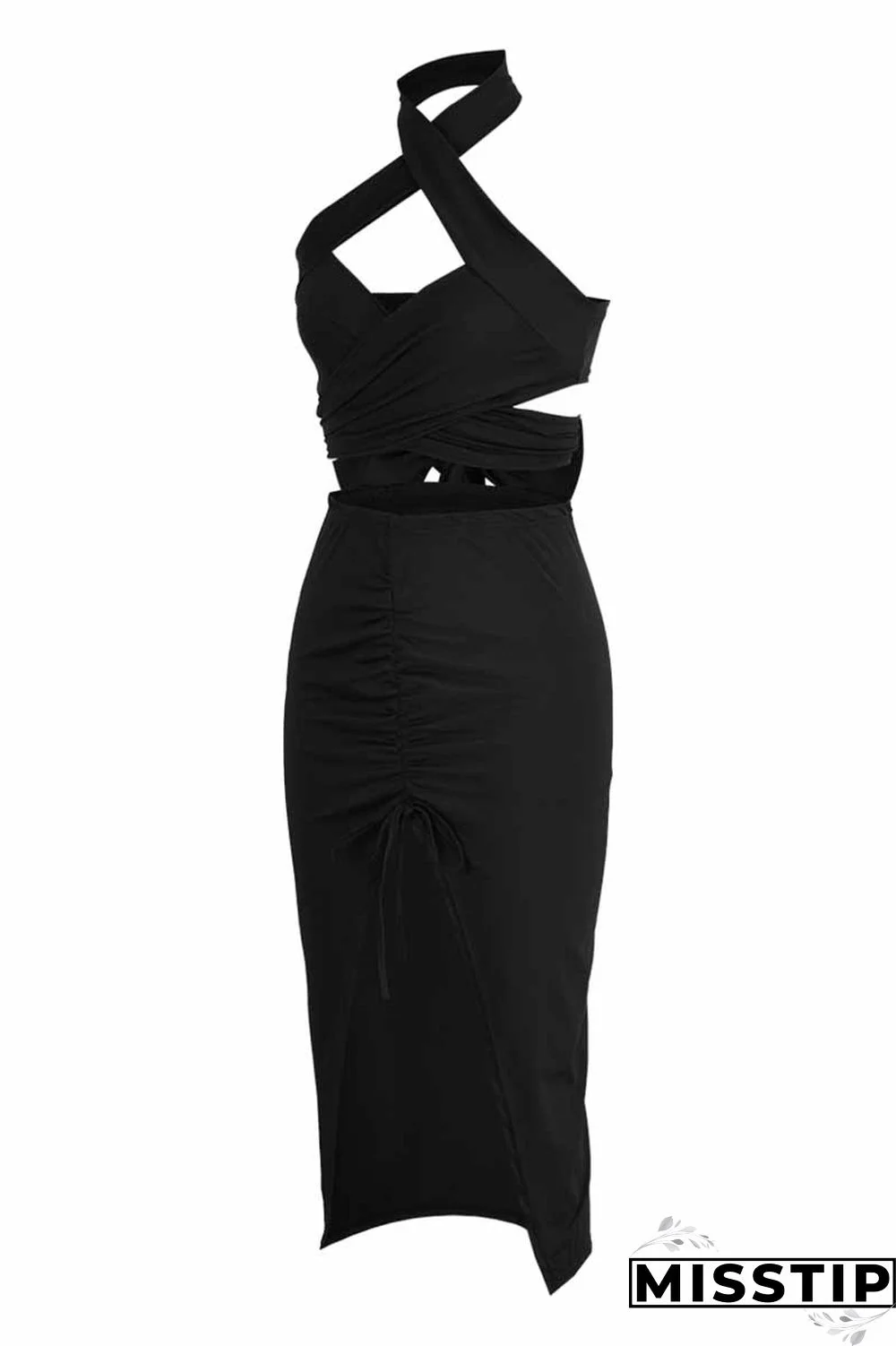 Leopard Print Fashion Street Print Patchwork Halter Sleeveless Two Pieces