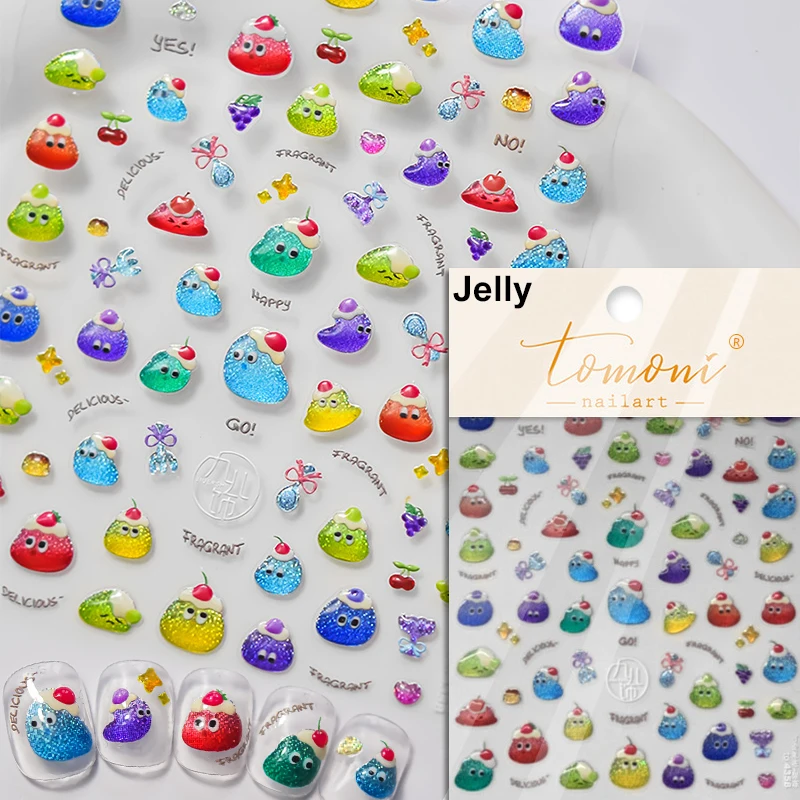 Shiny Cherry Strawberry Star Pudding Sundae Ice Cream Cones Jelly Self Adhesive Nail Art Sticker Summer Manicure Decal Wholesale