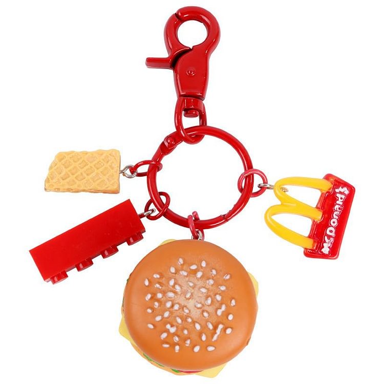 Cute Simulation Fries Burger Keychain