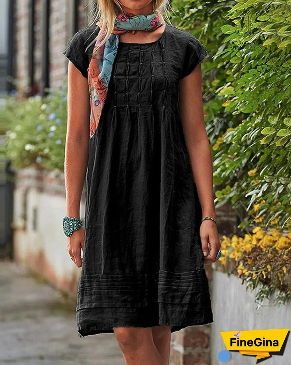 Vintage Casual Solid Linen Women Dresses