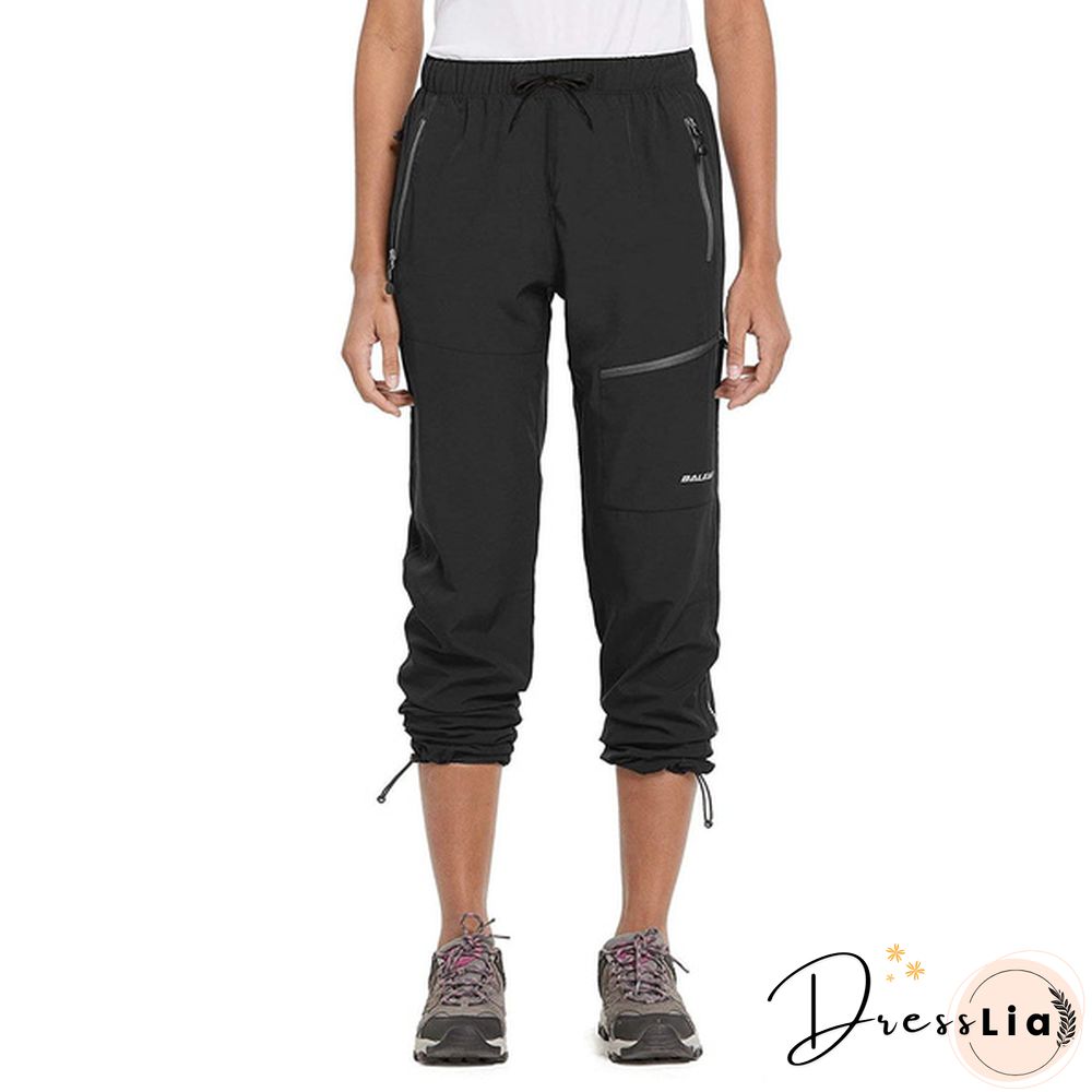 Baleaf Women's Hiking Cargo Pants Outdoor Lightweight Capris Water Resistant Upf 50 Zipper Pockets Black Size Xs