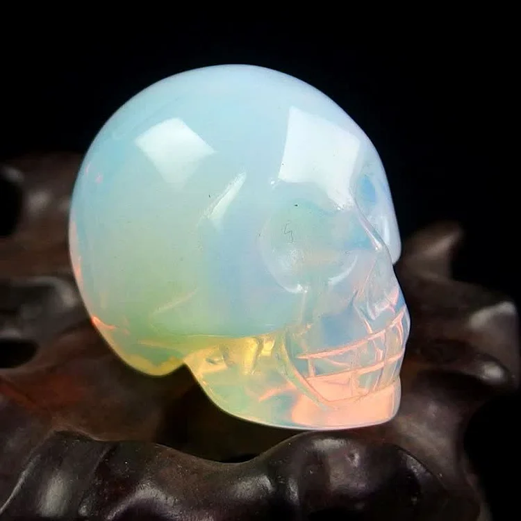 Natural Crystal Skull Halloween Decoration-Opal