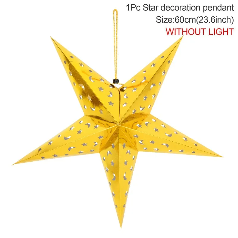 Eid Mubarak Hollow Out Star Hanging Pendant Ramadan Decorations For Home Islam Muslim Light Gifts Eid Al Adha DIY Birthday Party