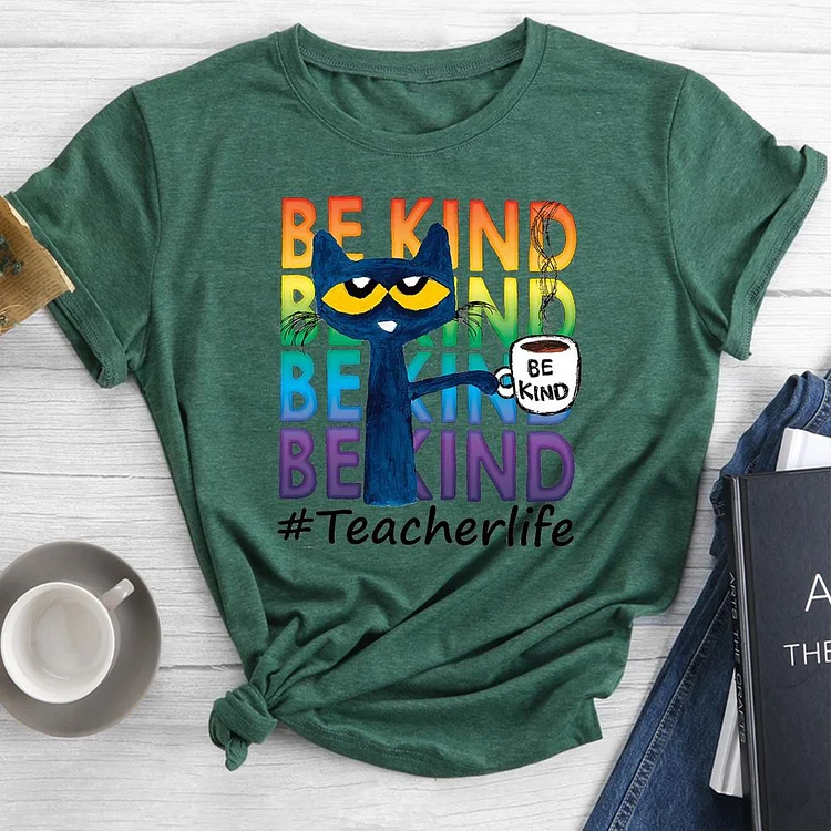 Be Kind Cat Round Neck T-shirt