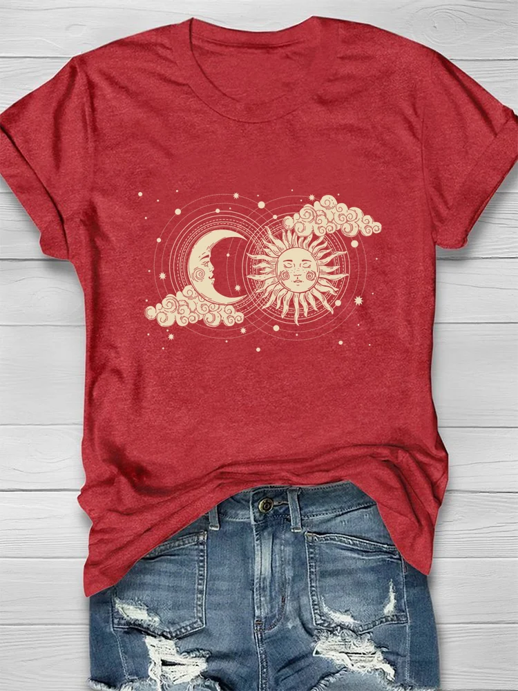 Eagerlys Celestial Shirt Sun Moon Graphic T-shirt Eagerlys