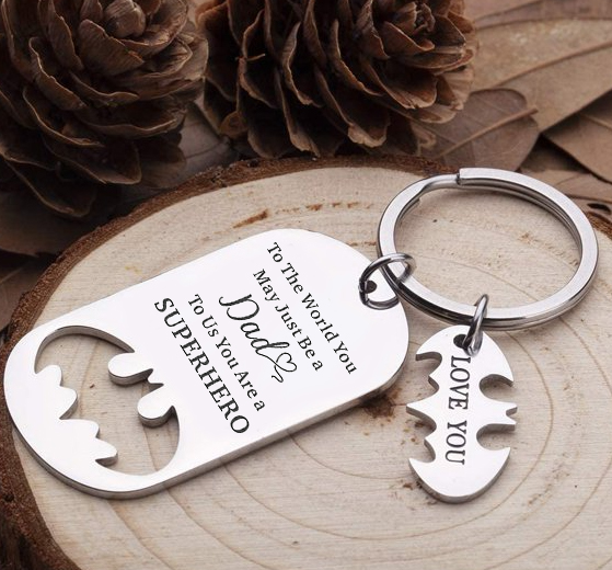 You Are A Superhero Keychain Personalised 2 Names Bat Keychain Engraved Gift for Dad/Grandpa/Grandad/Mom/Mum-Jessemade AU