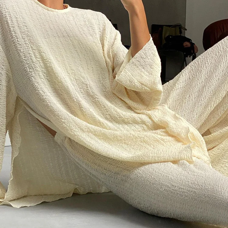 Churchf Churchf Spring 2023 Women's Long-Sleeved Round Collar Slacks Temperament Commuter Stitching Crepe Casual Suit