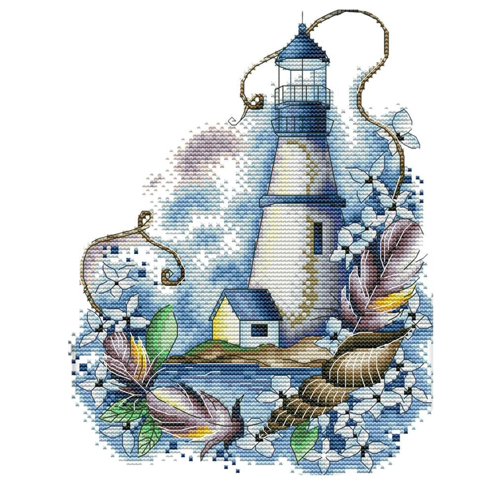 Joy Sunday-Blue Lighthouse (22*29CM) 14CT Counted Cross Stitch gbfke