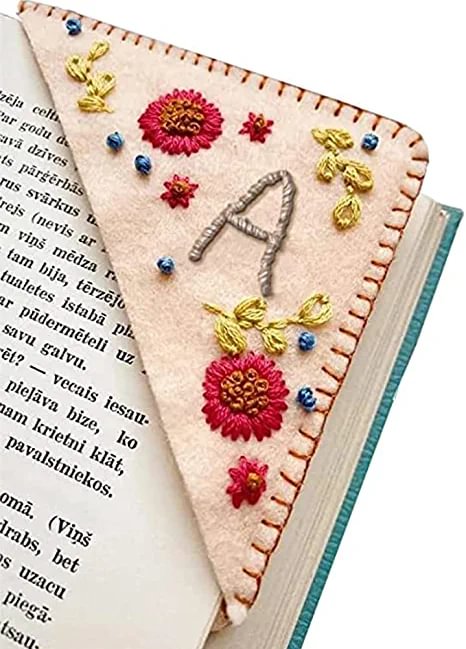 Personalized Hand Embroidered Corner Bookmark